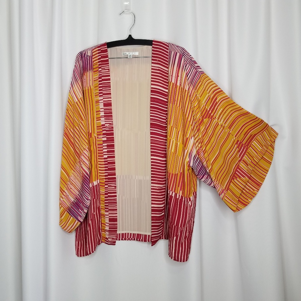 CAbi Mon Ami open kimono sunset stripe top M